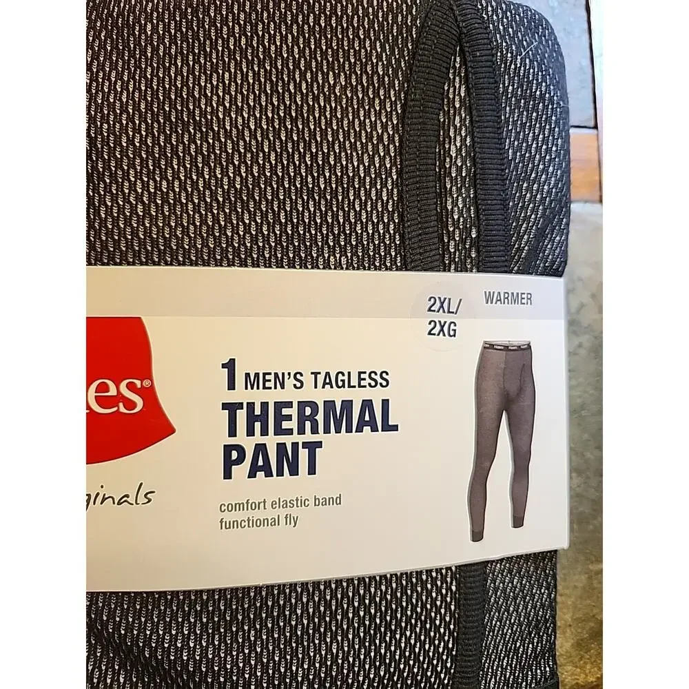 Hanes Originals Thermal Pant Tagless XXL Black Comfort Elastic Functional Fly